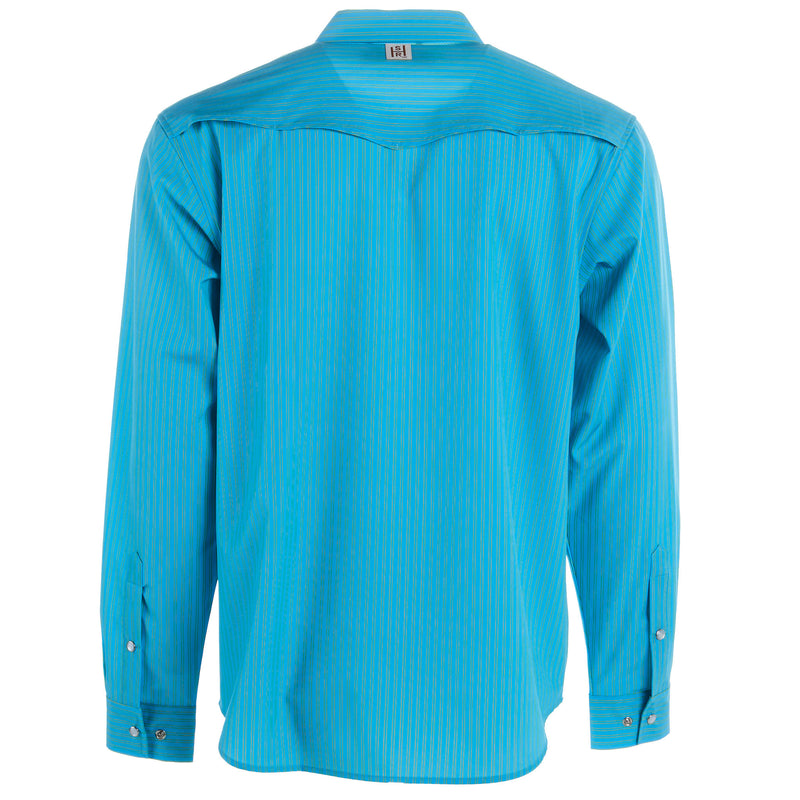 Sand Hill Ranch Men's Blue and Gold Stripe Snap Shirt