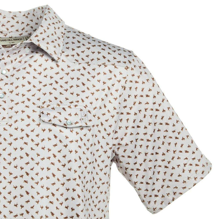 Sand Hill Ranch Men's Brown Bucking Horse Pearl Snap Polo