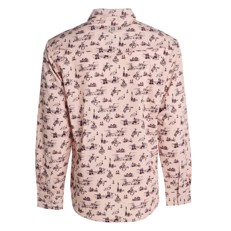 Brandcowboy Mens Sandhill Ranch Cream Western Print Long Sleeve Pearl Snap Shirt