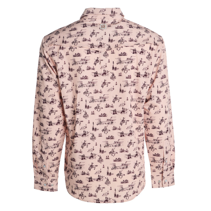Brandcowboy Mens Sandhill Ranch Cream Western Print Long Sleeve Pearl Snap Shirt
