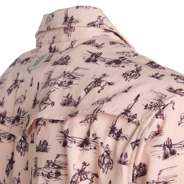 Brandcowboy Mens Sandhill Ranch Cream Western Print Long Sleeve Pearl Snap Shirt
