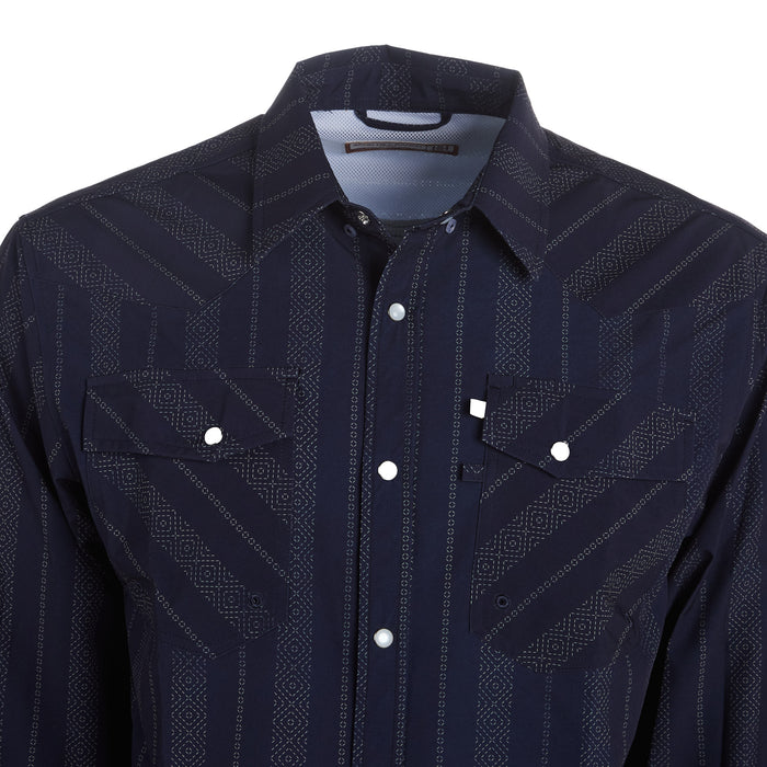 Brandcowboy Mens Sandhill Ranch Navy Stripe Long Sleeve