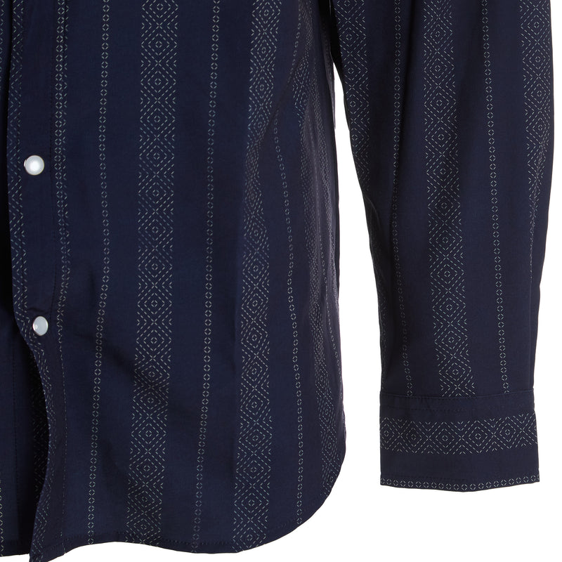 Brandcowboy Mens Sandhill Ranch Navy Stripe Long Sleeve Pearl Snap Shirt