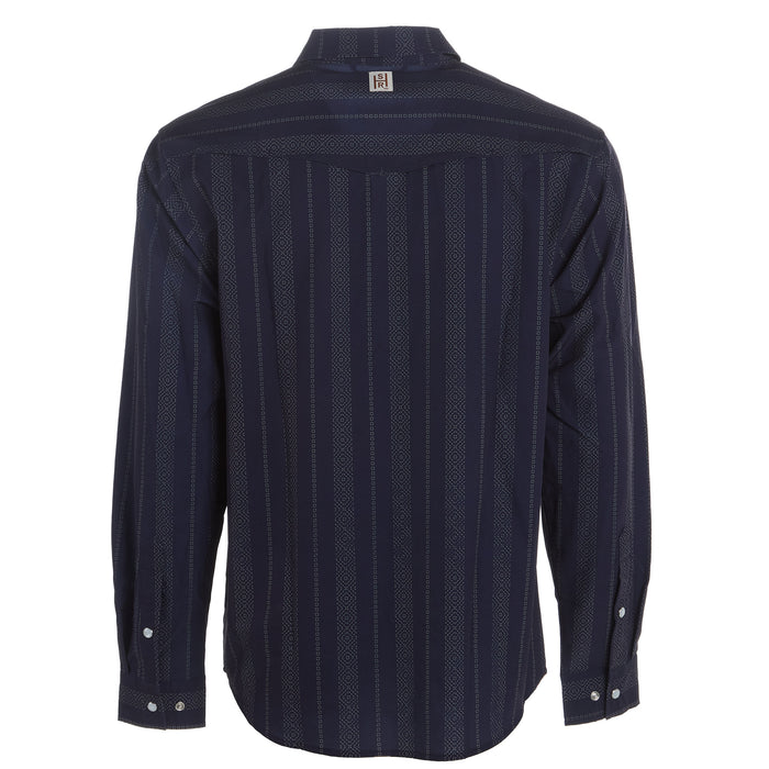 Brandcowboy Mens Sandhill Ranch Navy Stripe Long Sleeve Pearl Snap Shirt