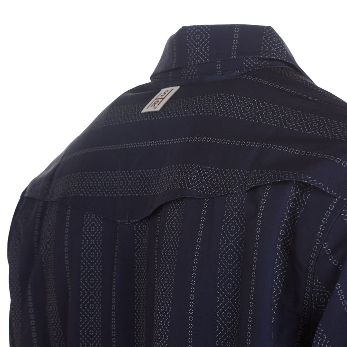 Brandcowboy Mens Sandhill Ranch Navy Stripe Long Sleeve Pearl Snap Shirt