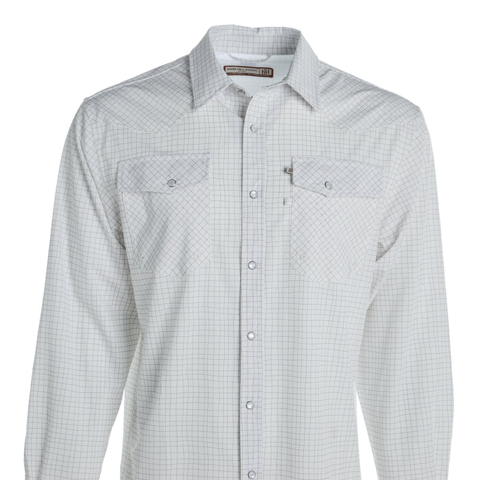 Brandcowboy Mens Sandhill Ranch White Grid Print Long Sleeve Pearl Snap Shirt