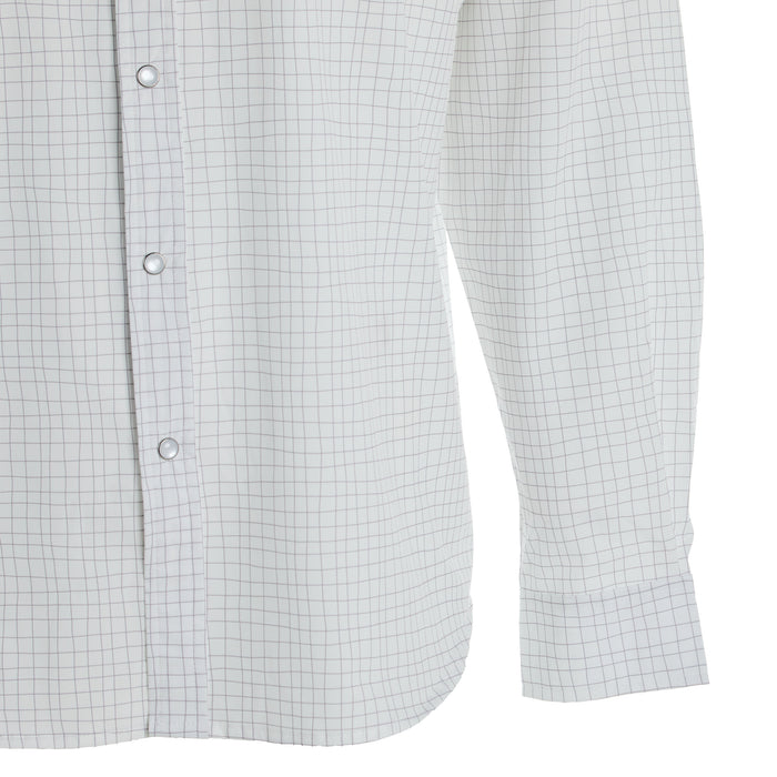 Brandcowboy Mens Sandhill Ranch White Grid Print Long Sleeve Pearl Snap Shirt