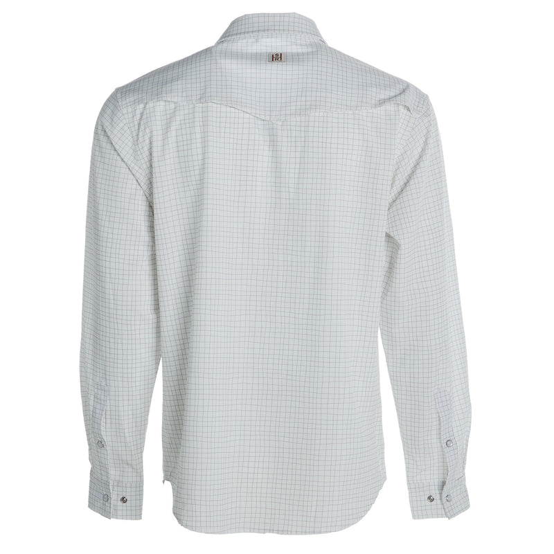Brandcowboy Mens Sandhill Ranch White Grid Print Long Sleeve Pearl Snap Shirt