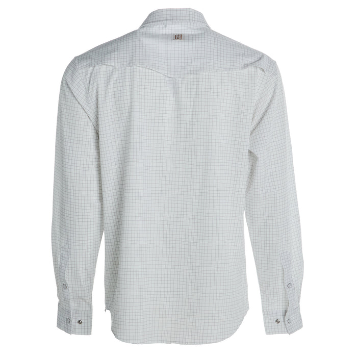 Brandcowboy Mens Sandhill Ranch White Grid Print Long Sleeve Pearl Snap Shirt