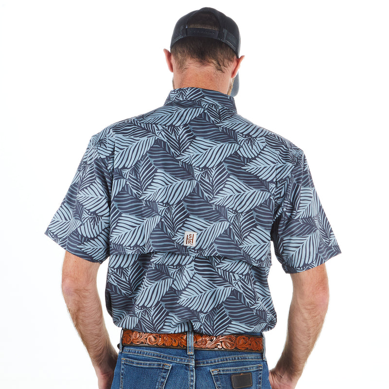 Sand Hill Ranch Men's Grey Palm Leaf Snap Shirt