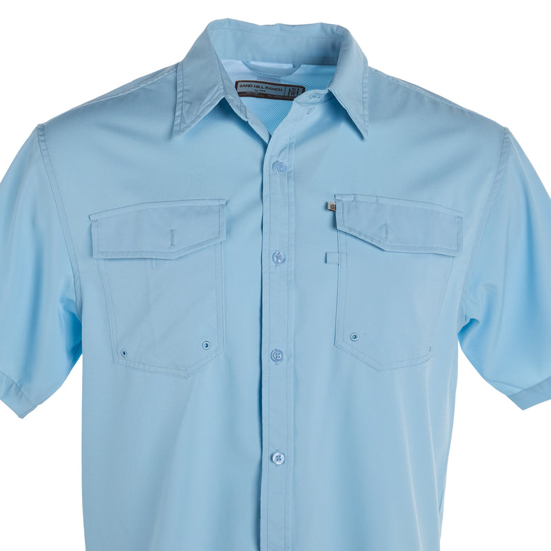Brandcowboy Mens Sandhill Ranch Light Blue Short Sleeve Button Up Shirt
