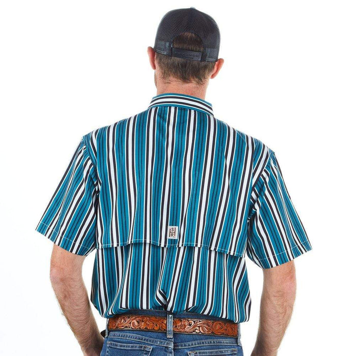 Sandhill Ranch Men's Stripe Retro Turquoise Snap Shirt