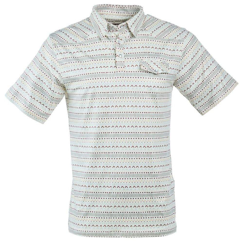 Sandhill Ranch Mens Geo Print Stripe Pearl Snap Polo