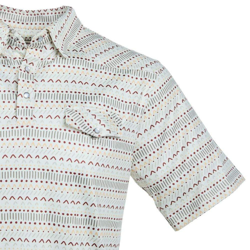 Sandhill Ranch Mens Geo Print Stripe Pearl Snap Polo