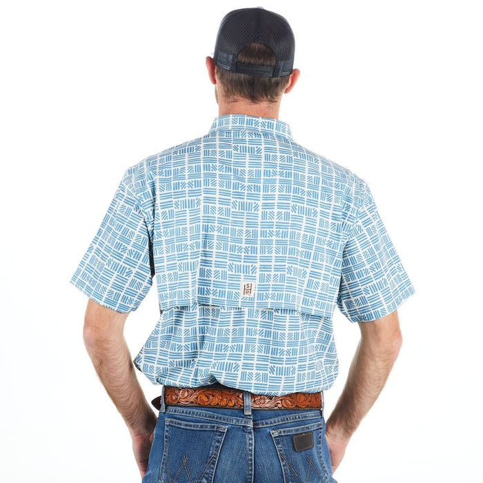 Sandhill Ranch Men's Textured Blue Stripe Snap Shirt