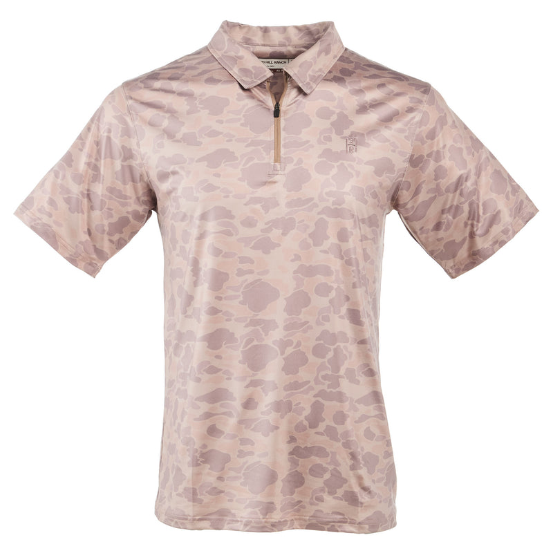 Sandhill Ranch Mens Washed Camo 1/4 Zip Polo