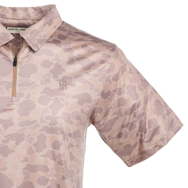 Sandhill Ranch Mens Washed Camo 1/4 Zip Polo