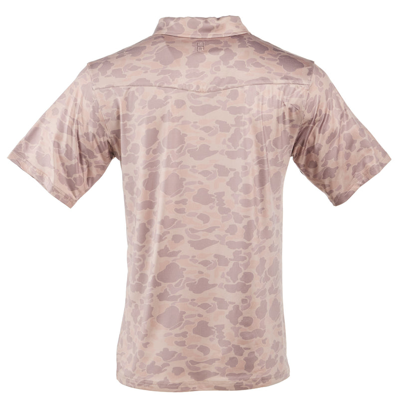 Sandhill Ranch Mens Washed Camo 1/4 Zip Polo