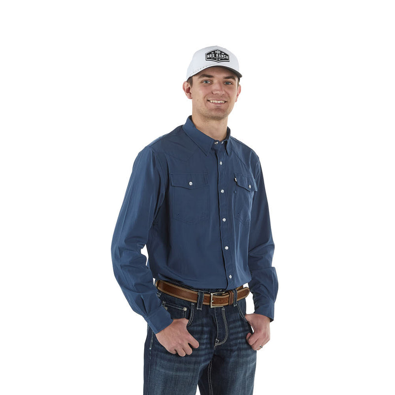 Sand Hill Ranch Men's Dusty Blue Core Long Sleeve Snap Shirt, M