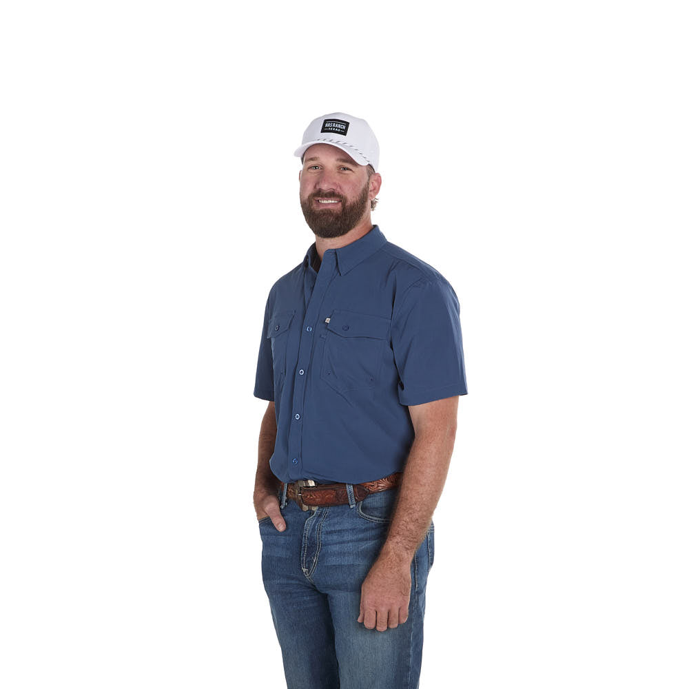 Sand Hill Ranch Men's Dusty Blue Core Short Sleeve Snap Shirt — NRS