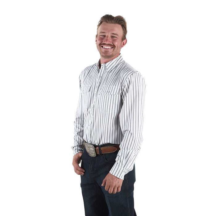 Sand Hill Ranch Men's Black Stripe Vented Long Sleeve Snap Shirt