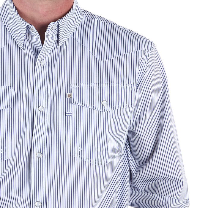 Sand Hill Ranch Men's Blue Pinstripe Long Sleeve Snap Shirt