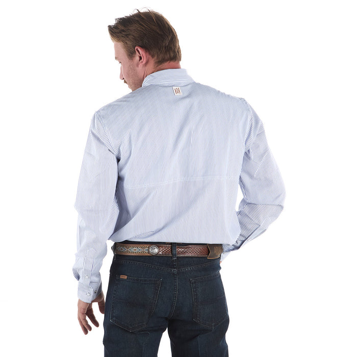 Sand Hill Ranch Men's Blue Pinstripe Long Sleeve Snap Shirt