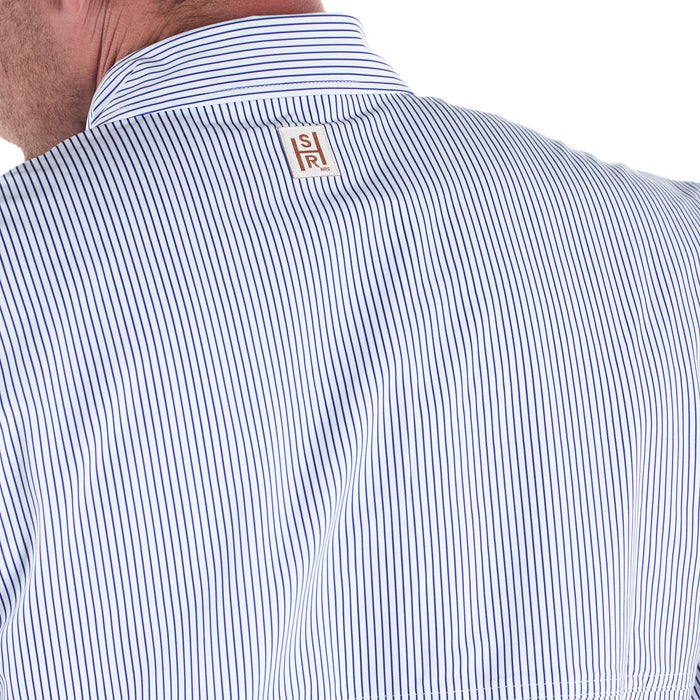 Sand Hill Ranch Men's Blue Pinstripe Long Sleeve Snap Shirt