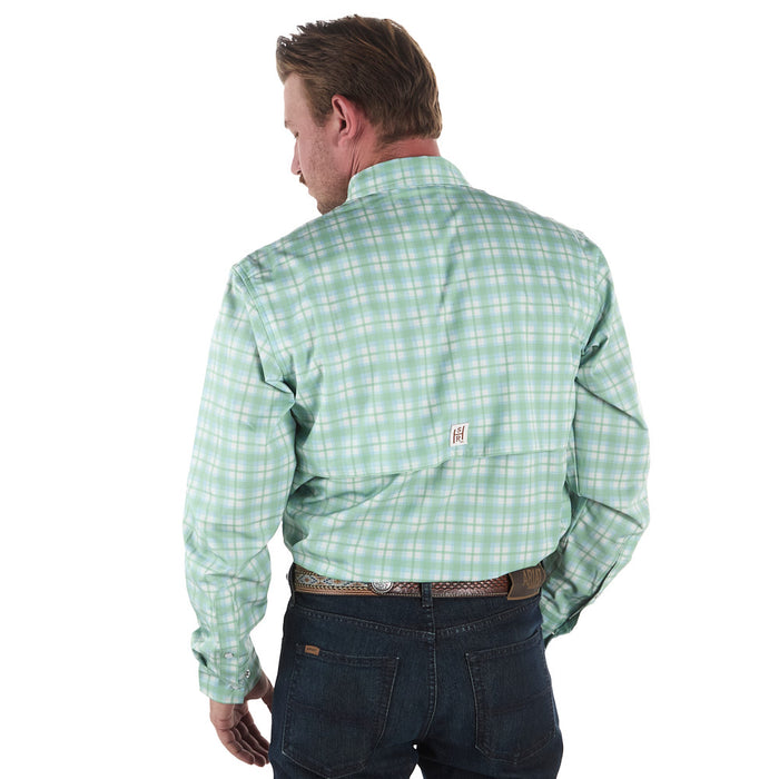 Sand Hill Ranch Men's Green Gingham Vented Long Sleeve Snap Shirt
