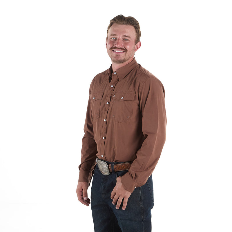 Sand Hill Ranch Men's Medium Brown Long Sleeve Snap Shirt