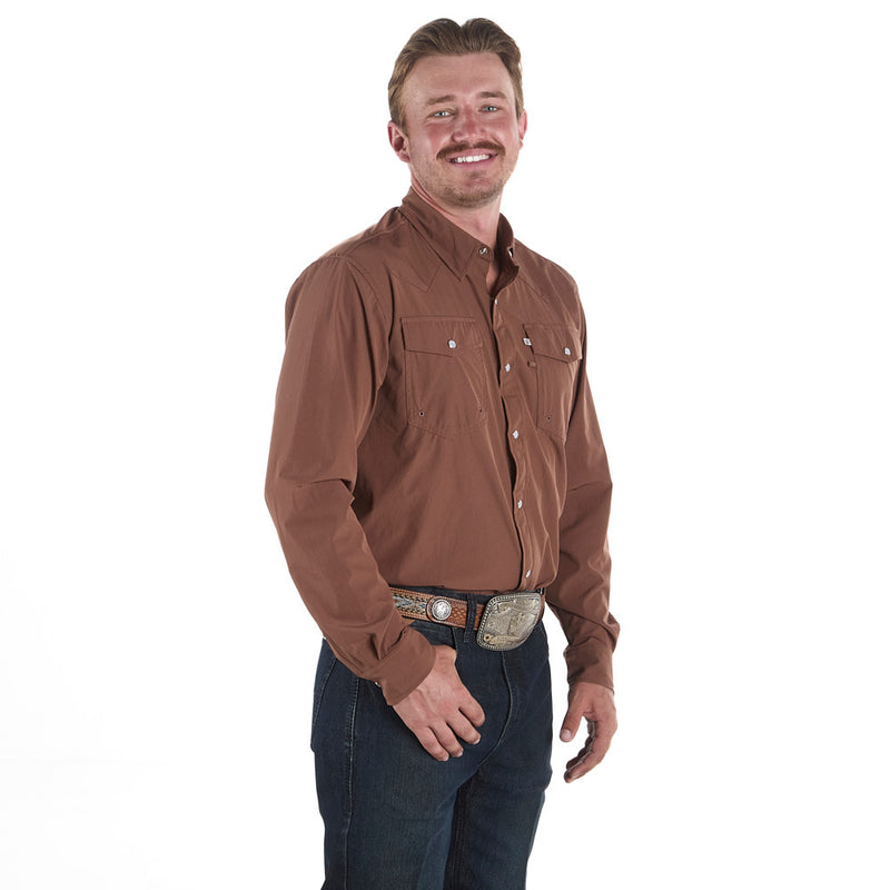 Sand Hill Ranch Men's Medium Brown Long Sleeve Snap Shirt