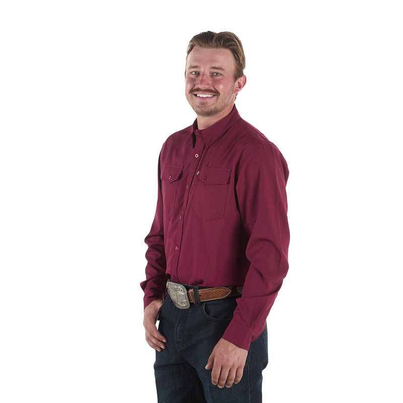 Sand Hill Ranch Men's Burgundy Long Sleeve Waffle Shirt