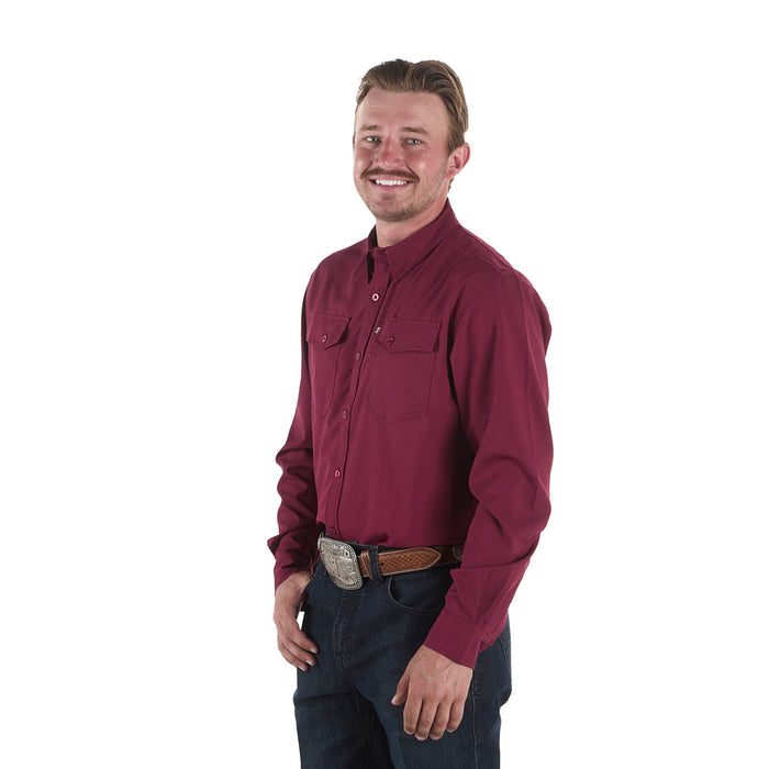Sand Hill Ranch Men's Burgundy Long Sleeve Waffle Shirt