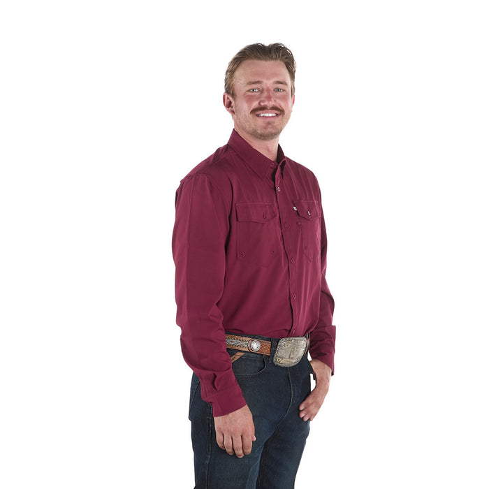 Sand Hill Ranch Men's Burgundy Long Sleeve Waffle Shirt
