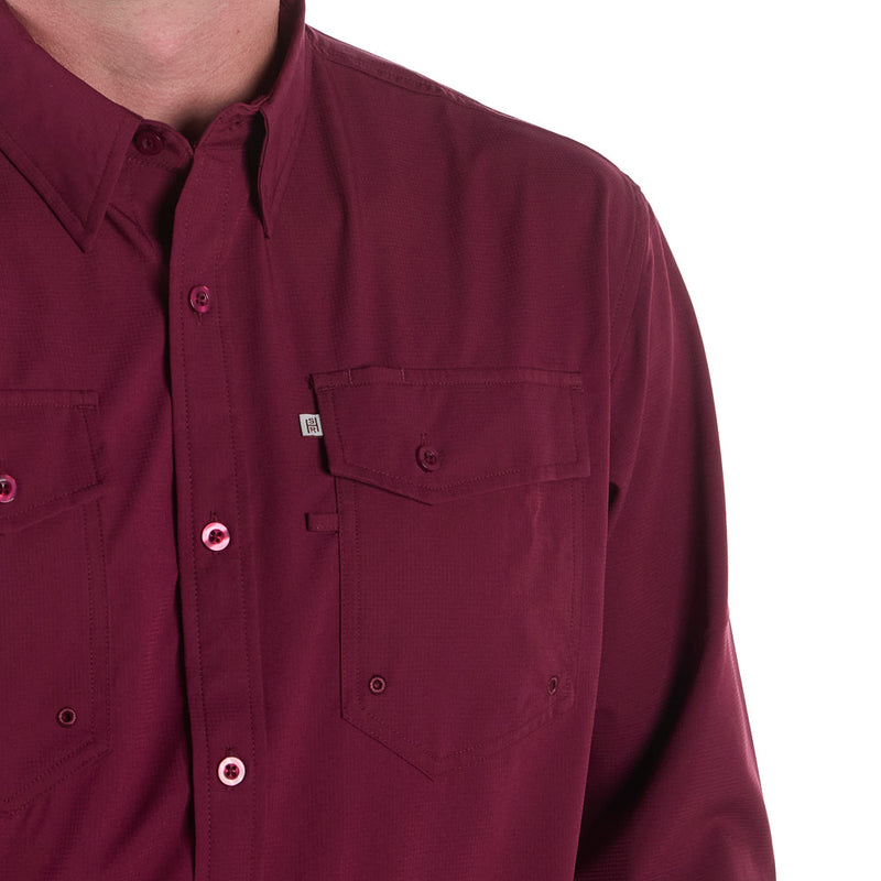 Sand Hill Ranch Men's Burgundy Long Sleeve Waffle Shirt