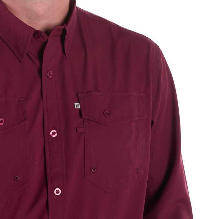 Sand Hill Ranch Men's Burgundy Long Sleeve Waffle Shirt