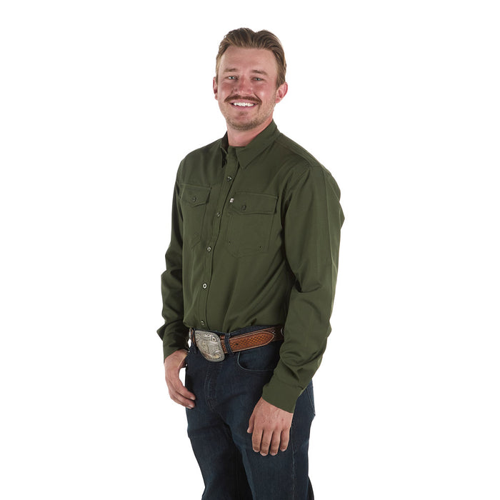 Sand Hill Ranch Men's Olive Long Sleeve Waffle Shirt