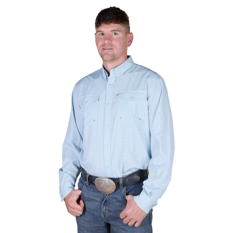 Sand Hill Ranch Men's Blue Tile Vented Long Sleeve Snap Shirt