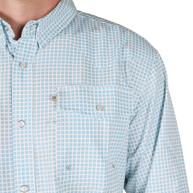 Sand Hill Ranch Men's Blue Tile Vented Long Sleeve Snap Shirt