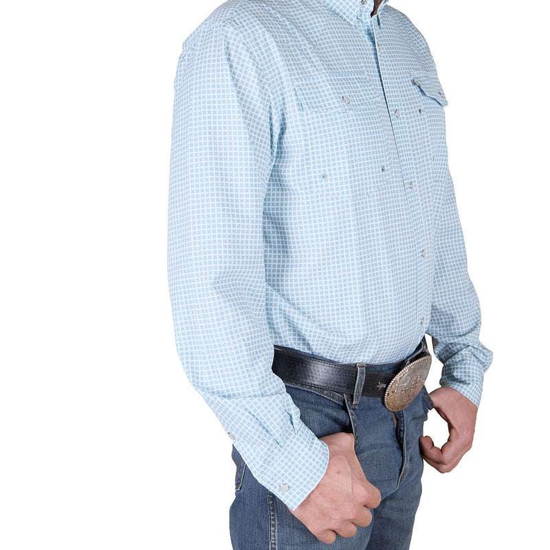 Sand Hill Ranch Men's Blue Tile Vented Long Sleeve Snap Shirt