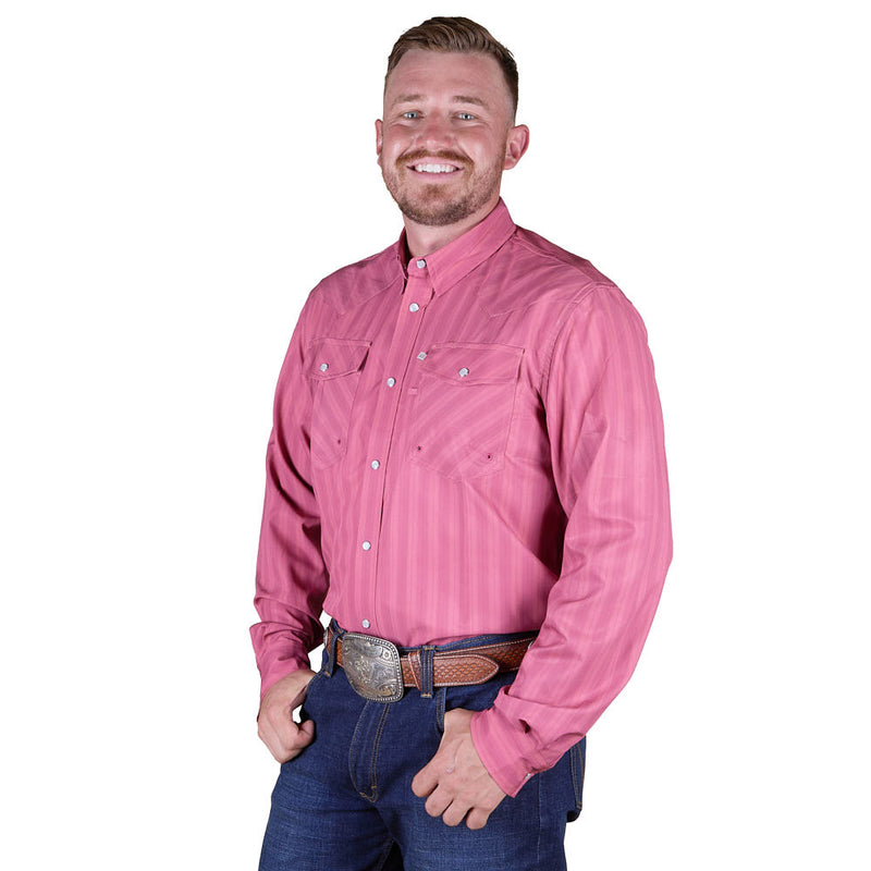 Sand Hill Ranch Men's Canyon Stripe Vented Long Sleeve Snap Shirt