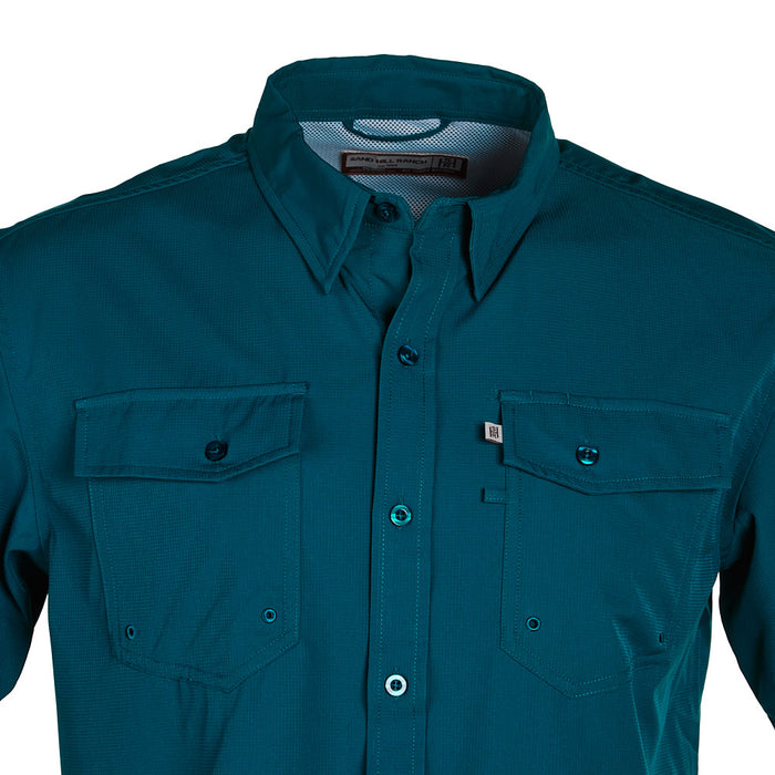 Sand Hill Ranch Men's Dark Teal Short Sleeve Waffle Shirt