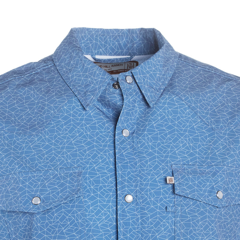 Sand Hill Ranch Men's Dusty Blue Geo Short Sleeve Snap Shirt