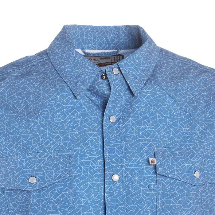 Sand Hill Ranch Men's Dusty Blue Geo Short Sleeve Snap Shirt