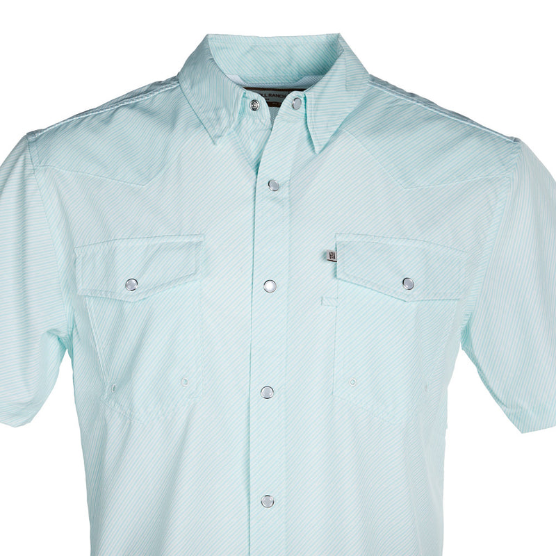 Sand Hill Ranch Men's Blue Pinstripe Short Sleeve Snap Shirt