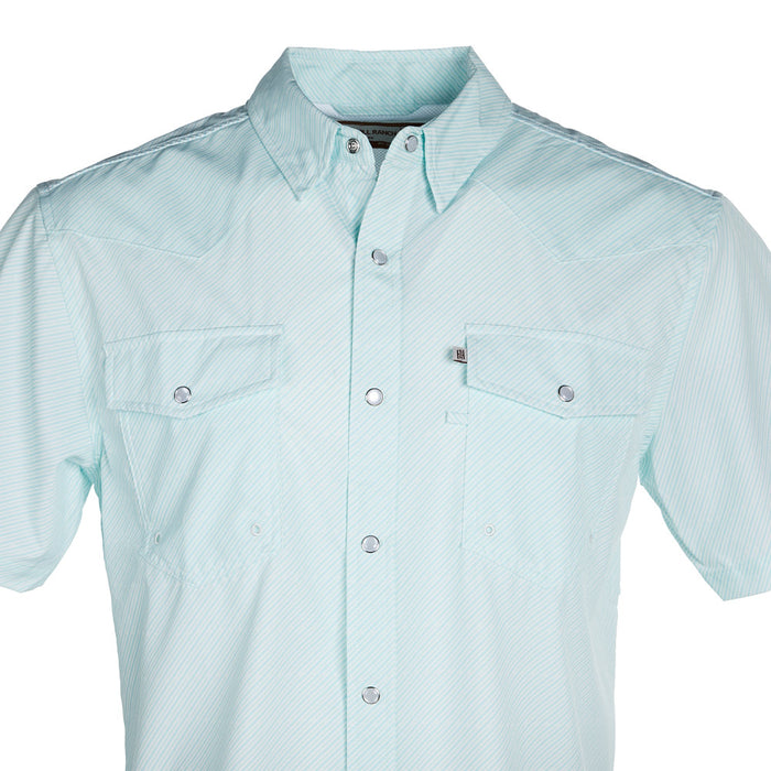 Sand Hill Ranch Men's Blue Pinstripe Short Sleeve Snap Shirt