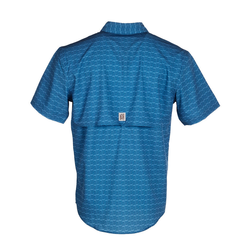 Sand Hill Ranch Men's Blue Triangles Short Sleeve Snap Shirt
