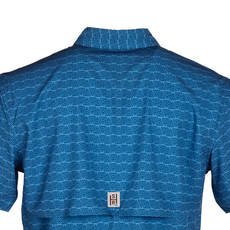Sand Hill Ranch Men's Blue Triangles Short Sleeve Snap Shirt
