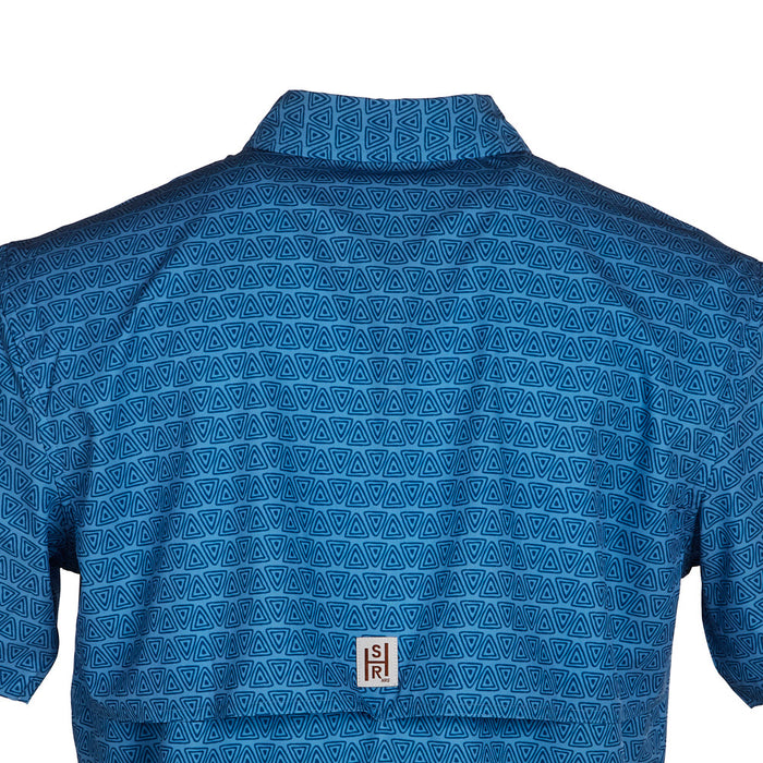 Sand Hill Ranch Men's Blue Triangles Short Sleeve Snap Shirt