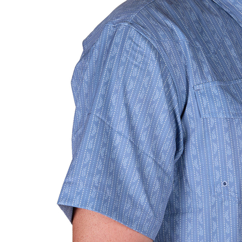 Sand Hill Ranch Men's Blue Wallpaper Short Sleeve Snap Shirt